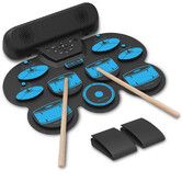 Electronic Drum Set 9-Pad Drum Kit with Built-in Speakers Bluetooth,AUX,Roll-up Drum Pad with 2 Foot Pedals Rechargeable
