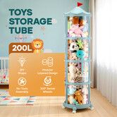 Kids Toys Storage Tube Box Stuffed Animal Zoo Plush Soft Doll Stuffies Display Cabinet Bedroom Playroom Organiser Vertical Container Wheels 178x38cm