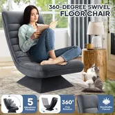 Floor Sofa Bed Chair Couch Recliner Chaise Lounge Foldable 360 Degree Swivel Lazy Lounger Comfortable Adjustable Back Ground Seat Soft Flannel Fabric