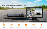 1080P Solar Wireless Backup Camera with 5in Monitor 5000mAh Rechargeable Battery Waterproof IR Night Vision 2 Camera Support for Car RV Trailer Camper