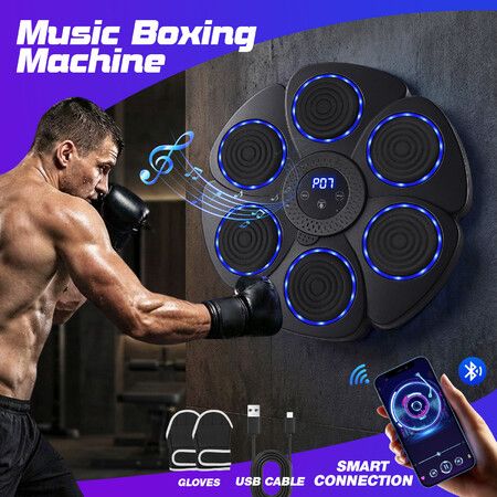Music Boxing Machine Bluetooth Electronic Punching Pad Home Training Gloves Wall Mounted Smart Workout Fitness Gym Target Equipment 9 Modes 18 Speeds