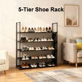 Shoe Rack Storage Cabinet Organiser 5 Tier Footwear Boots Stackable Shelf Space Saver Vertical Stand for Closet Front Door Entrance Dorm Bedroom Garage