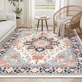 Floor Rug Area Carpet Traditional Soft Washable Runner 2x3m Large Bedroom Living Dining Room Mat Under Table Pad Non Slip Stain Resistant Low Profile