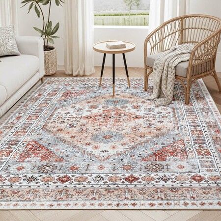 2x3m Large Carpet Area Rug Traditional Washable Floor Mat Runner Soft Pile Anti Slip Pad for Modern Home Lounge Living Room Under Dining Table Bedroom