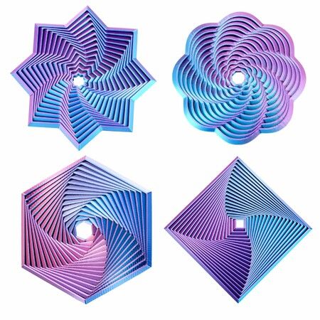 4 Pcs Fractal Fidget Hexagon,3D Printed Stress Relief Sensory Toys for ADHD,Autism,Kids,Whirling Spiral Design,Colorful Fidget Toy (Light Purple)