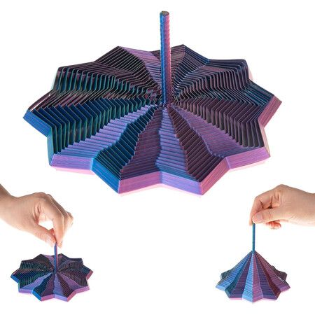 3D Printed Expanded Sensory Fidget Star,Sensory Fidget Star with Handle, Colorful Whirling Spiral Design,Star Shaped Fidget Star (Medium Blue Purple)