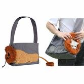 Lion-Shaped Pet Carrier Bag,Canvas Pet Bag,Cat Shoulder Bag,Pet Body Carrier For Daily Use,Walking,Outdoor Travel,Grey Size L