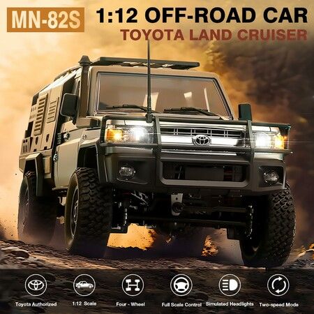 1/12 Scale RC Crawler, MN-82S LC79 RTR RC Truck 4x4 Off Road Vehicles 2.4GHz RC Rock Crawler Car with LED Lights, 7.4V 1200mAh Battery for Hobby Toys