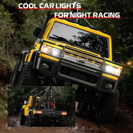 1/12 RC Crane Truck, MN-82T LC79 RTR RC Crawler, 4WD Off-Road Tow Car RTR 2.4GHz RC Pick-up Trail Truck for Hobby Toys (Yellow)