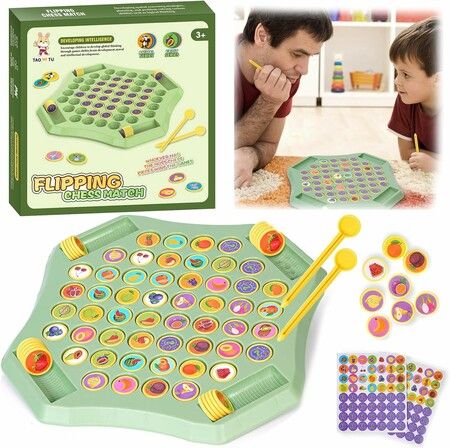 Flip Chess Memory Game, Flipping Chess Memory Chess Game, Memory Matching Game Flipping Chess Match Board Game for Kids 3 and Up