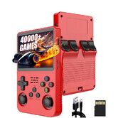 R36S Retro Handheld Game Console 128G, 40000+ Games, 21 Emulator, Retro Console 3.5 inch IPS Screen, Open Source Linux System, Gift for Men, Red
