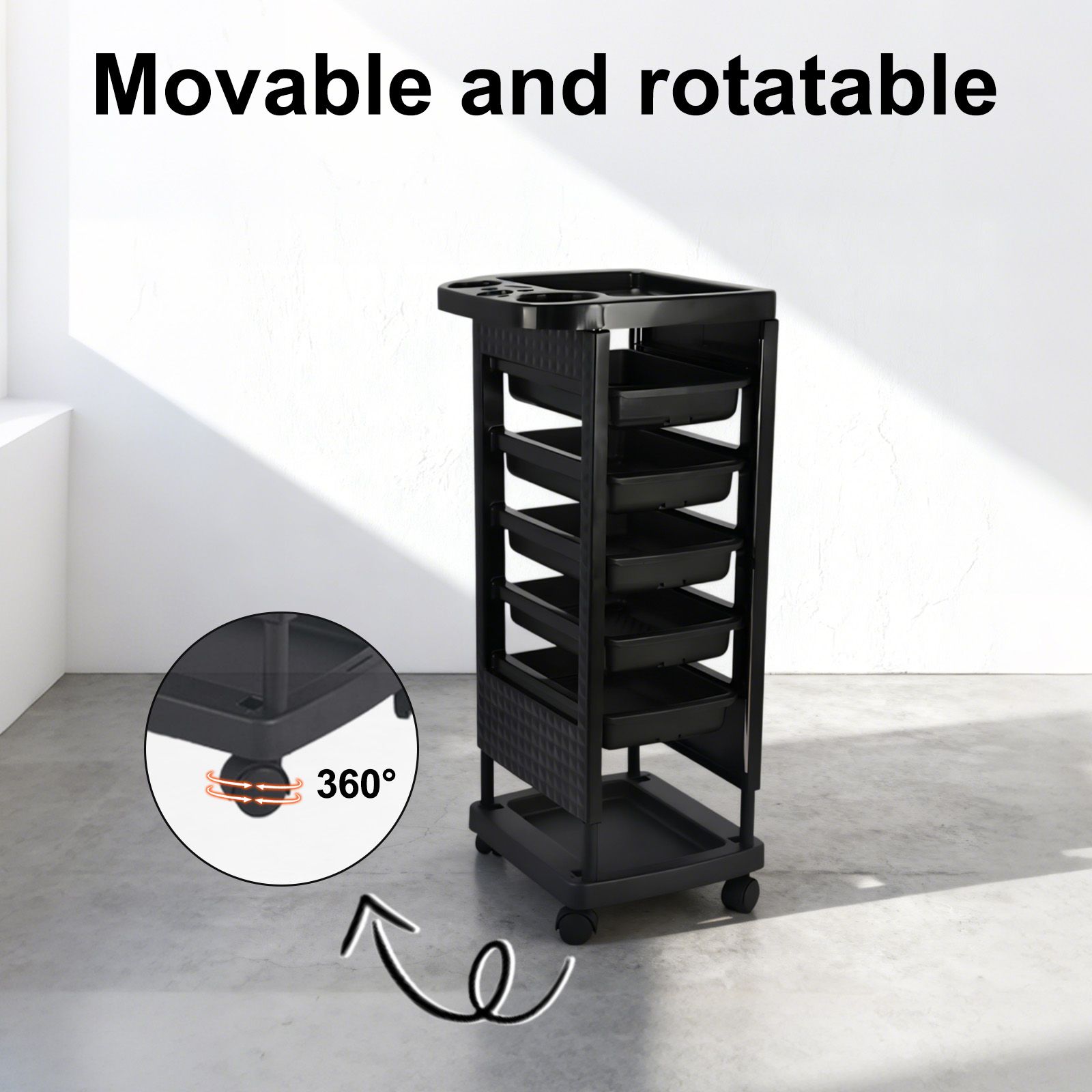 6 Tier Hair Salon Trolley Spa Beauty Parlor Hairdressing Tool Rolling Storage Cart Trays Mobile Work Station for Barber Stylist Tattoo Nail Shop Club