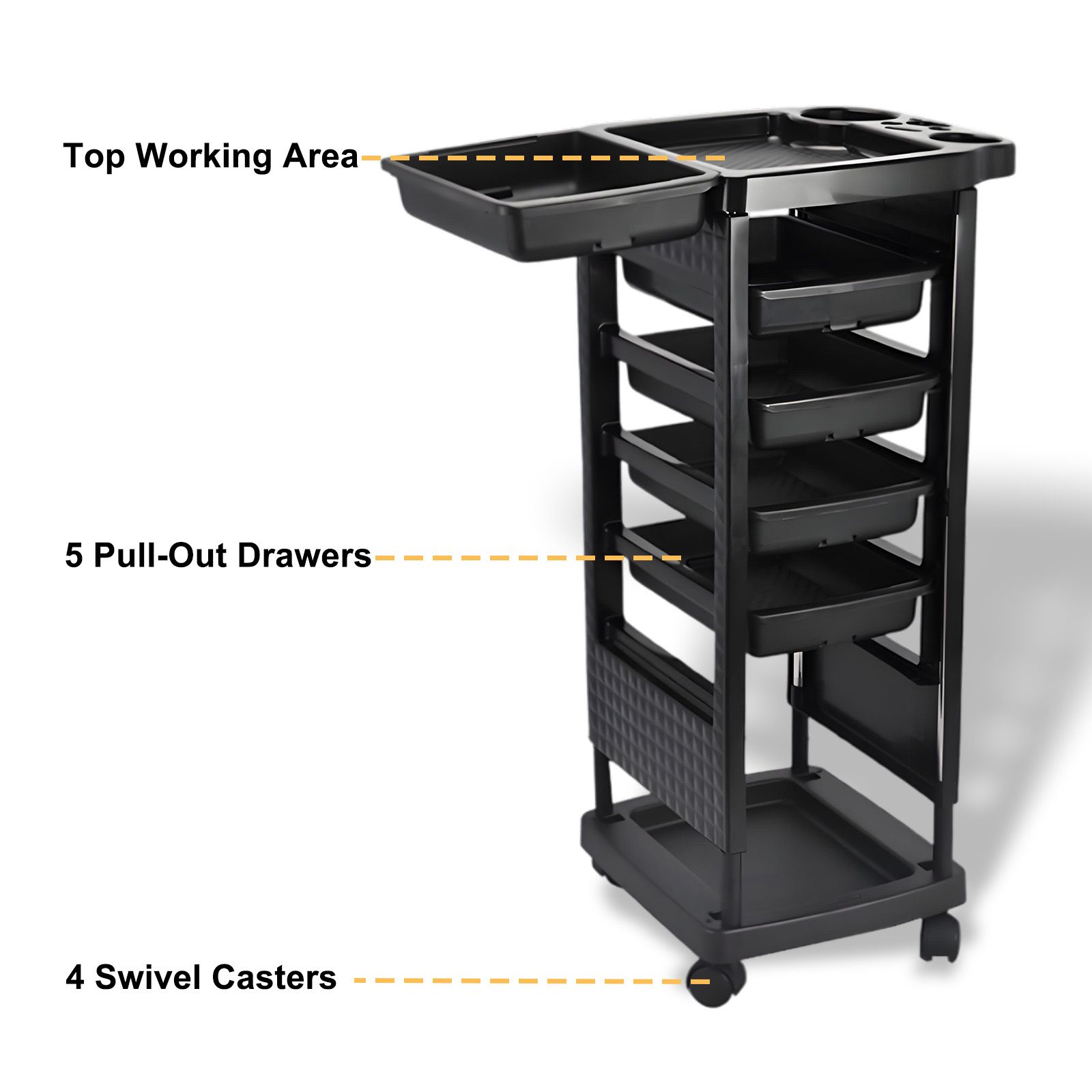 6 Tier Hair Salon Trolley Spa Beauty Parlor Hairdressing Tool Rolling Storage Cart Trays Mobile Work Station for Barber Stylist Tattoo Nail Shop Club
