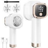 Electric Lint Remover with LED Display Rechargeable Fabric Shaver 6-Blade,3-Speed Defuzzer Remove Fuzz,Pills for Clothes,Upholstery(White)