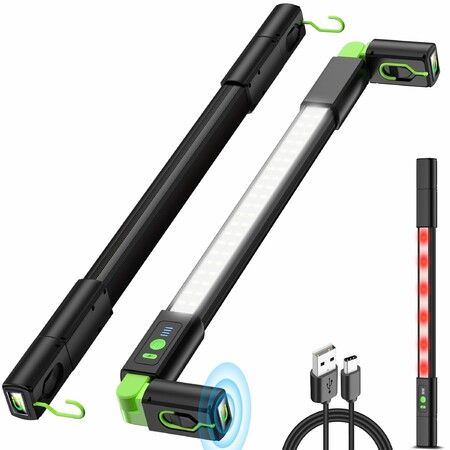 58CM LED Workshop Lamp Rechargeable 3000 LM Work Light,Engine Compartment Light with Magnets Hooks,Equipped with Red Emergency Light