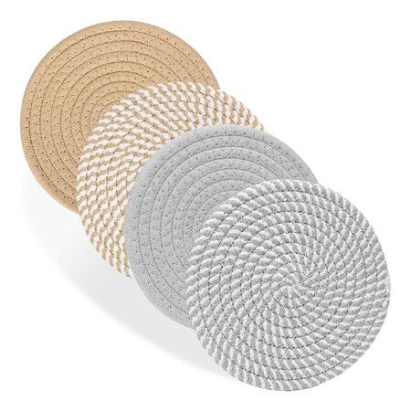 18CM Trivets for Hot Dishes, Hot pots and Pans, 4 Heat Resistant Hot Pads, Pot Holders for Kitchen, Home Essentials for Home and Farmhouse Decor, Yellow