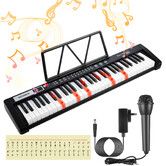 61 Key Electronic Keyboard Portable Standard Piano Lighted Digital Music Instrument Microphone Sheet Stand LED Display 200 Timbre Rhythm 50 Demo Songs