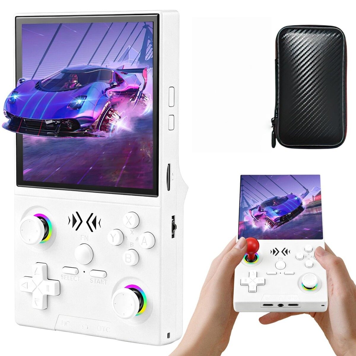 R40S Pro Retro Draagbare Gameconsole – 3,5 Inch IPS Scherm, 30.000 Games, 45 Emulators, 256GB, Transparant Zwart