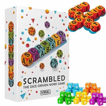 60dices Scrambled Dice Word Game 12 Letter Dice Educational Vocabulary Builder for 1-5 Players Fast-Paced Family Board Game Christmas Gift