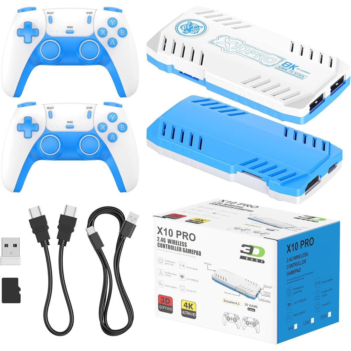 Retro Game Stick with 50000+ Games,4K HDMI HD Plug and Play Game Stick with 2 Controllers,Support 50+ Simulators,2 Player Battle