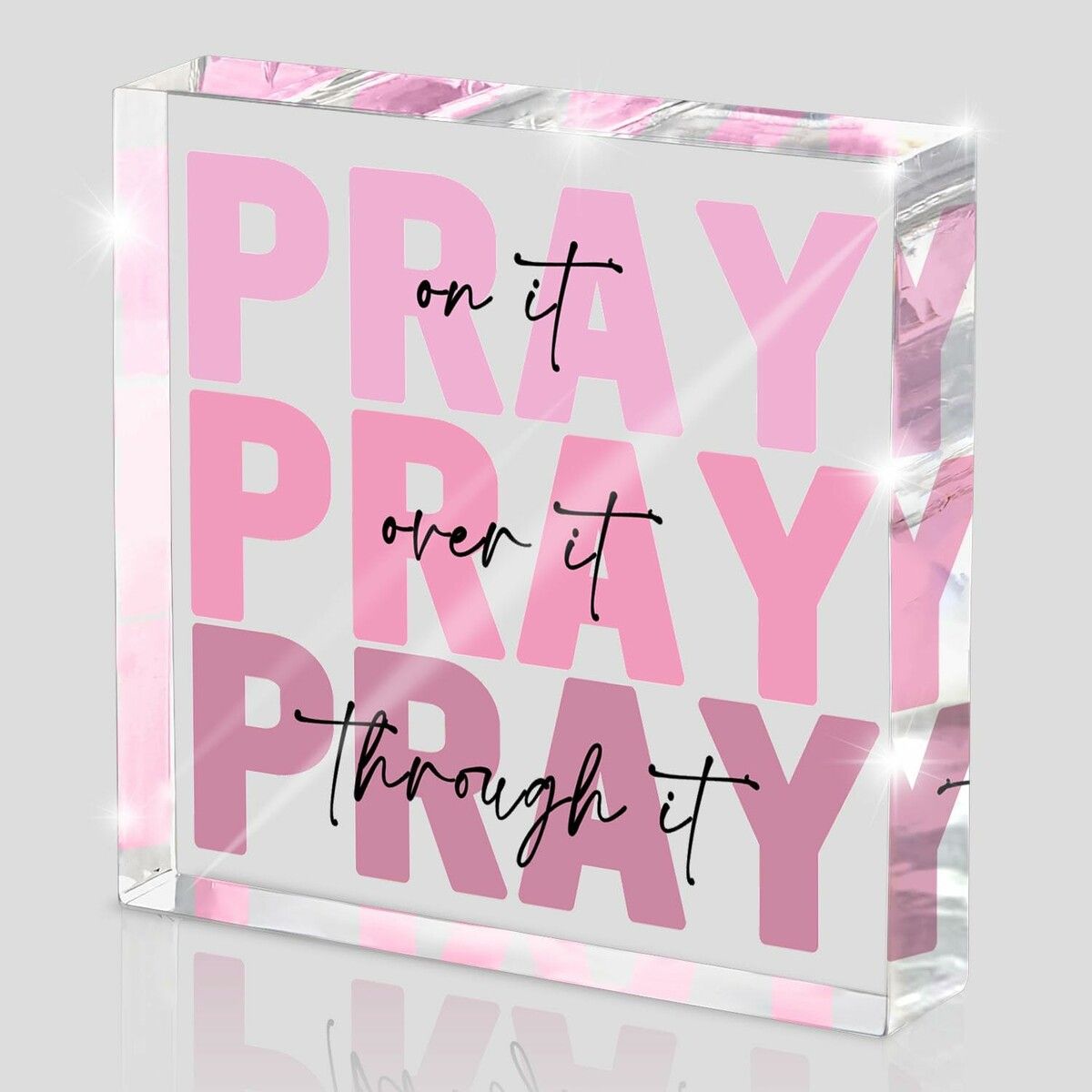 Pink Inspirational Decor Pray Over It Bible Verse Wall Art Christian ...