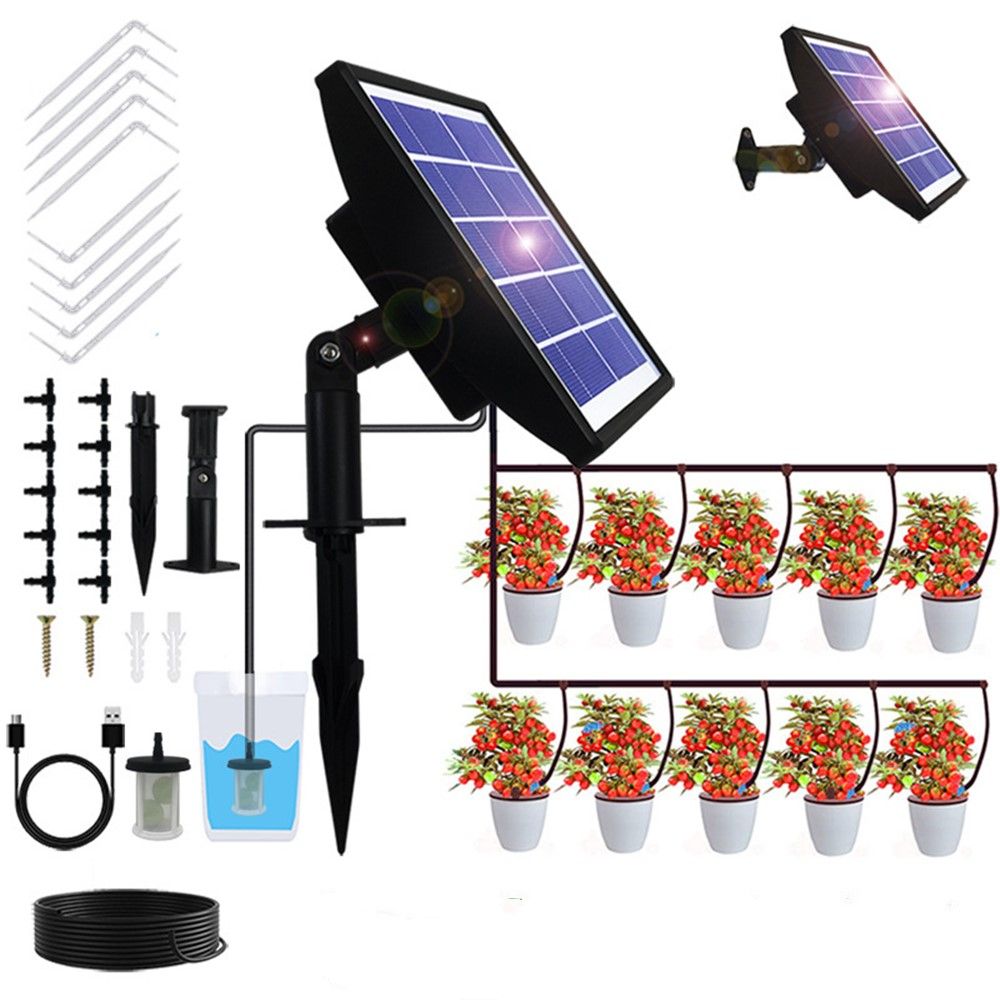 Solar Powered Drip Irrigation System Automatic Garden Watering Kit with ...