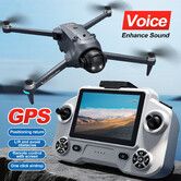 4K GPS Drone Dual Camera 5G WiFi FPV 360 Obstacle Avoidance Brushless RC Quadcopter Large Screen Color Grey