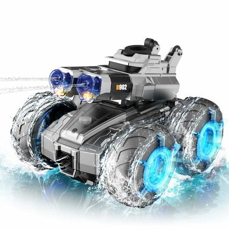Amphibious Remote Control Car with Water Gun,Waterproof Monster Truck Toys 4WD All-Terrain RC Cars,Gesture Sensing Rc Stunt Car,Birthday Gifts Age3+