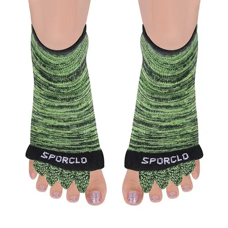 Toe Separator Socks for Men Women Comfy Foot Alignment Sock Massage Cotton Bunion Socks Yoga Sports GYM, Green