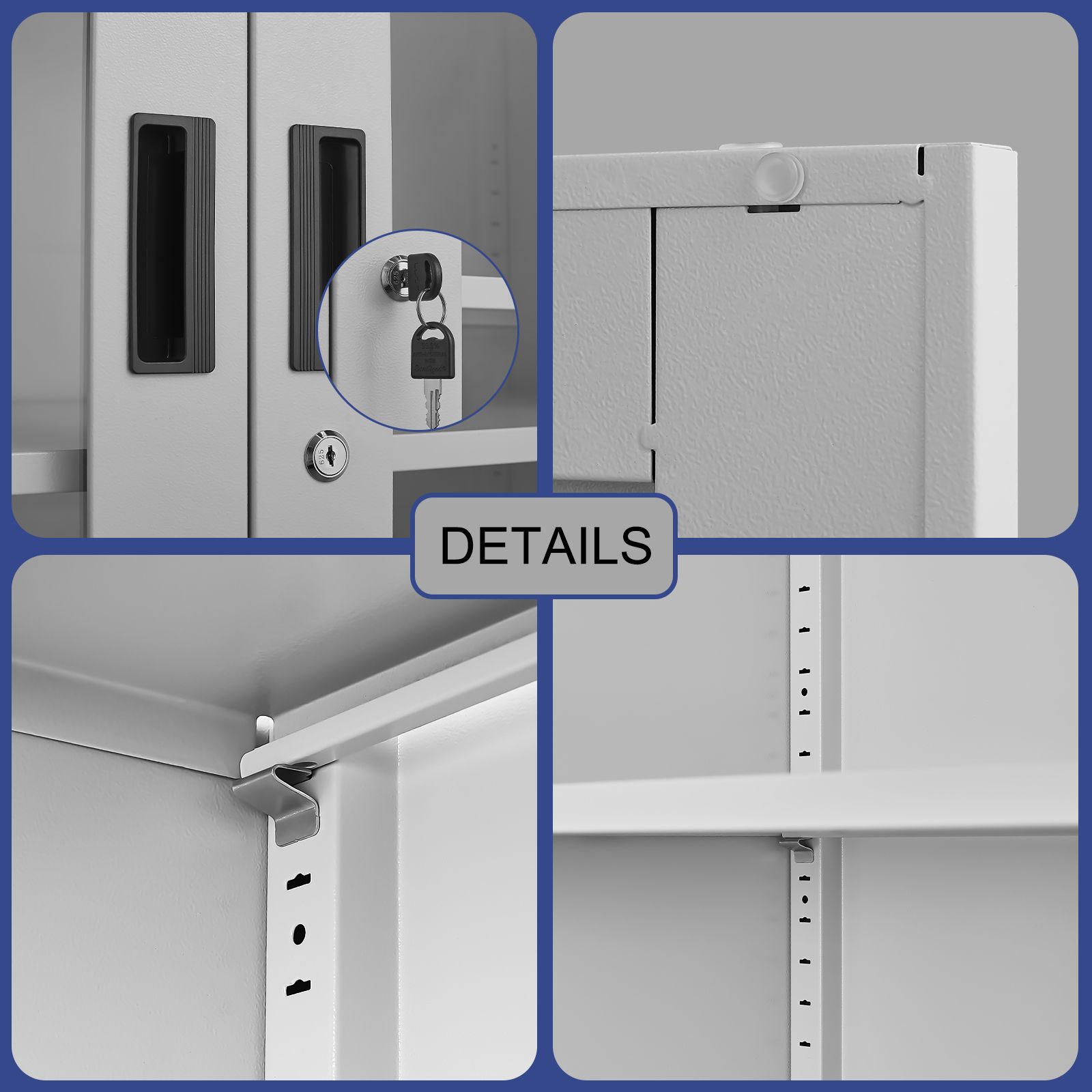 Steel Lockable File Cabinet Office Garage Storage Cupboard Display Shelves Locker Filing Document Stationery Organiser Metal Furniture Tempered Glass