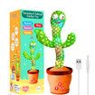 Rechargeable Dancing Talking Cactus Toy, Interactive Singing Mimicking Cactus Toy for Kids Age 3 to 12