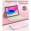 Keyboard Case for iPad A16 11th Generation 2025/10th Generation 2022(11/10.9 inch),7 Colors Backlit Detachable Folio Keyboard Cover with Pencil Holder,Pink