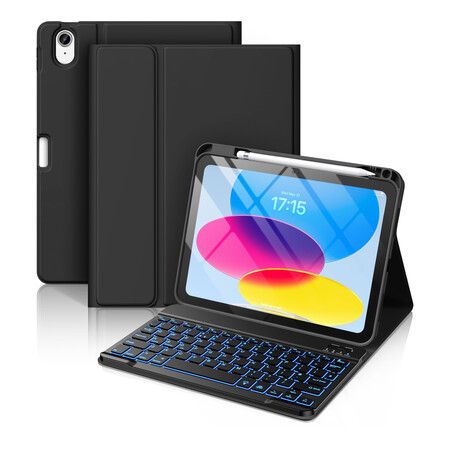 Keyboard Case for iPad A16 11th Generation 2025/10th Generation 2022(11/10.9 inch),7 Colors Backlit Detachable Folio Keyboard Cover with Pencil Holder