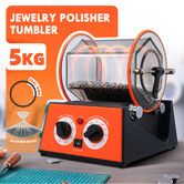 Rotary Tumbler Surface Polisher Machine 5kg Small Jewelry Gemstone Polishing Finishing Grinding Buffing Jewel Coin Gem DIY Projects 5 Speeds Timer 60W