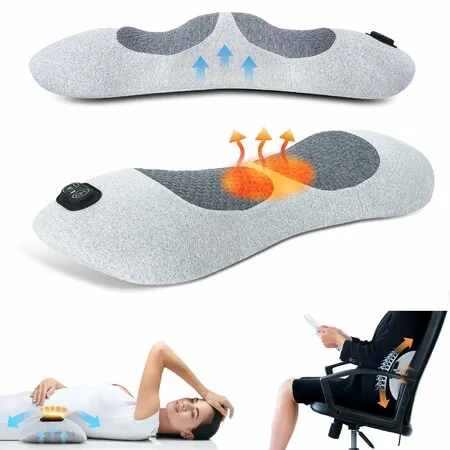 3 in 1 Electric Back Massager Electric Lumbar Support Pillow for Bed and Chair,Lower Back Massager with Heat,Sciatica Relief Devices
