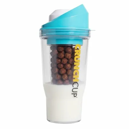 Portable Plastic Cereal Cups for Breakfast On the Go, 12O Ounces To Go Cereal and Milk Container for your favorite Breakfast Cereals, Blue