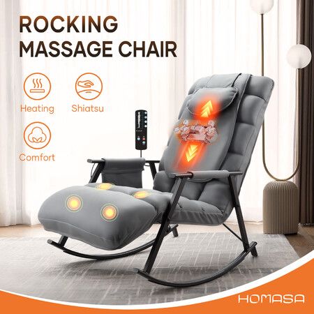 Massage Chair Rocking Sofa Recliner Armchair Full Body Massaging Seat Shiatsu Heated Relax Back Neck Shoulder Leg Massager Kneading Vibration Glider