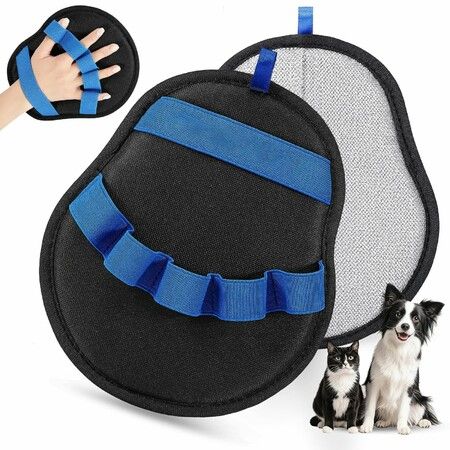 Pet Hair Removal Glove, Magic Brush Electrostatic Mitt for Dogs and Cats, Reusable Grooming Gloves, Dog Hair Remover Tool, Blue