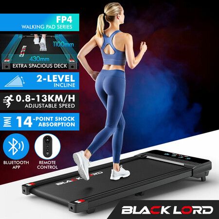 BLACK LORD Treadmill Electric Walking Pad Under Desk Home Gym Incline 430mm Belt