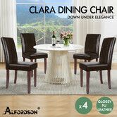 ALFORDSON 4x Dining Chairs Cafe Kitchen High-Back Chair Glossy PU Leather Brown