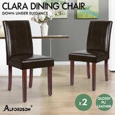 ALFORDSON 2x Dining Chairs Cafe Kitchen High-Back Chair Glossy PU Leather Brown