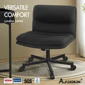 ALFORDSON Desk Chair Office Computer Armless Wide Seat Mid Back Fabric Black