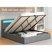 ALFORDSON Bed Frame King Size RGB LED Gas Lift Storage Base Fabric Grey LUCHINO