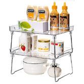 2PCS Kitchen Stackable Shelves,Cabinet Storage Shelf Rack,Foldable Countertop Shelf Organizer for Kitchen,Bedroom and Bathroom