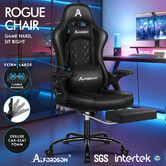ALFORDSON Gaming Office Chair Massage Computer Footrest Seat Leather All Black