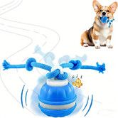Interactive Dog Toys Balls, Electric Automatic Moving and Rolling Dog Toy with Rope for Dogs, Fun Smart Puppy Toy for Boredom & Training (Blue)