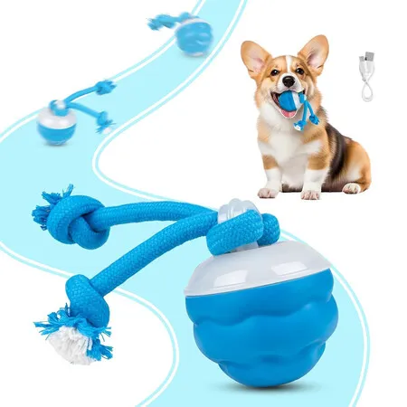 Interactive Dog Toys Ball, Fun Moving Dog Toys to Keep Them Busy, Rechargeable Smart Jumping Ball for Dogs with Three Modes (Blue)
