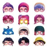 12PCS Half-face Paper Mask KPop Demon Hunters Masquerade Party Photo Props