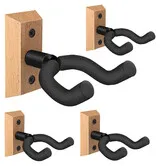 4 Pack Beech Color Wood Guitar Bass Ukulele Hooks Suitable For Any Regular And Non-symmetrical Headstocks