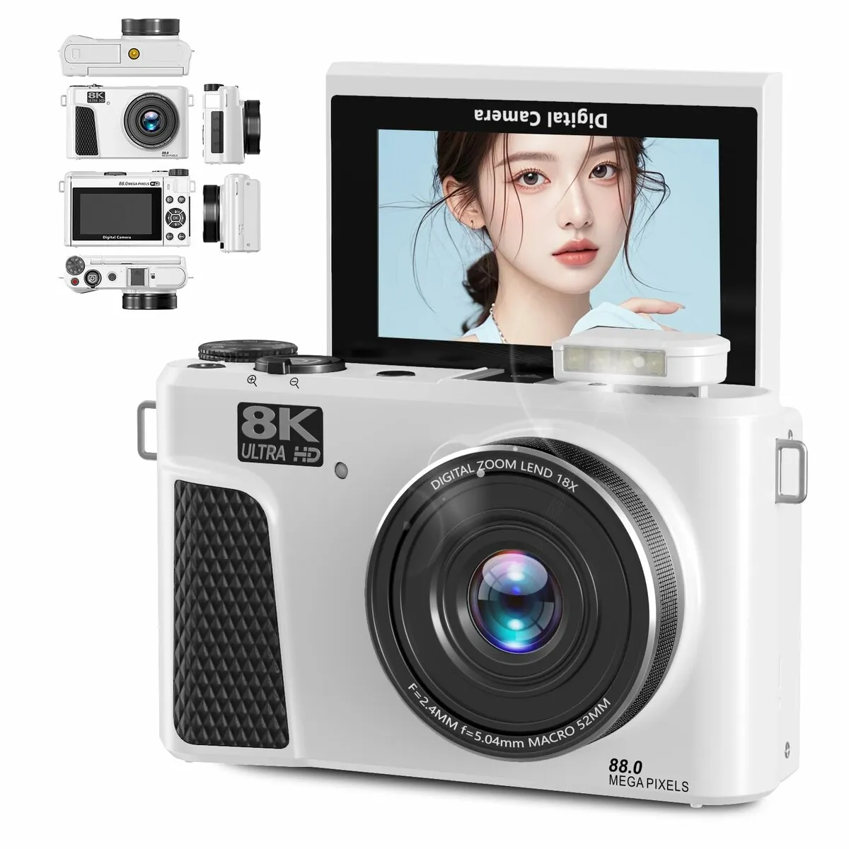 8K Digital Camera for Photography,88MP WiFi Vlogging Camera,UHD Auto ...